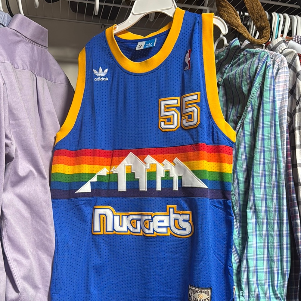 Adidas Dikembe Mutombo Denver Nuggets Blue Jersey Size Small